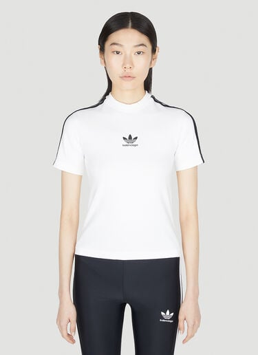 Balenciaga x adidas ロゴプリント アスレチックTシャツ ホワイト axb0251011