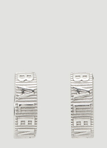 Balenciaga Force Striped Earrings Silver bal0243090