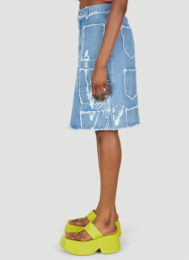 Lourdes Raw Edge Multi Pocket Skirt Blue lou0249006