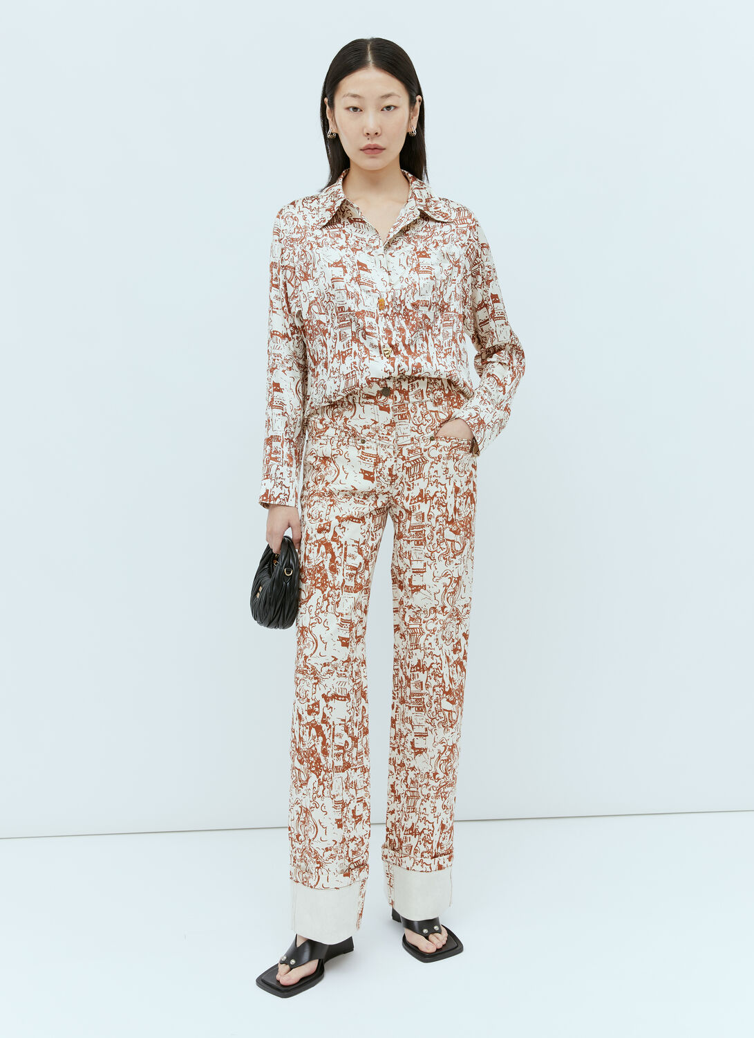 Rejina Pyo Nemy Renaissance-print High-rise Wide-leg Jeans In White