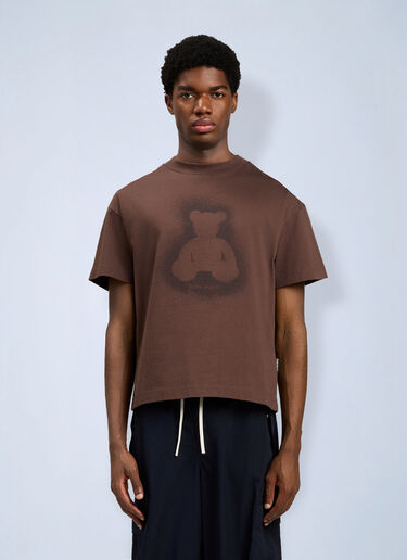 LN-CC® - Palm Angels: Spray Bear T-Shirt - Brown Palm Angels Spray Bear T-Shirt Brown pma0164110
