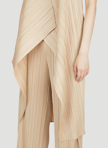 Pleats Please Issey Miyake Waterfall Plissé Vest Beige plp0253024
