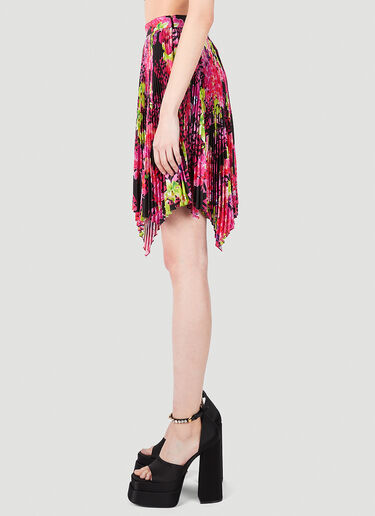 Versace Floral Logo Pleated Mini Skirt Pink vrs0251014