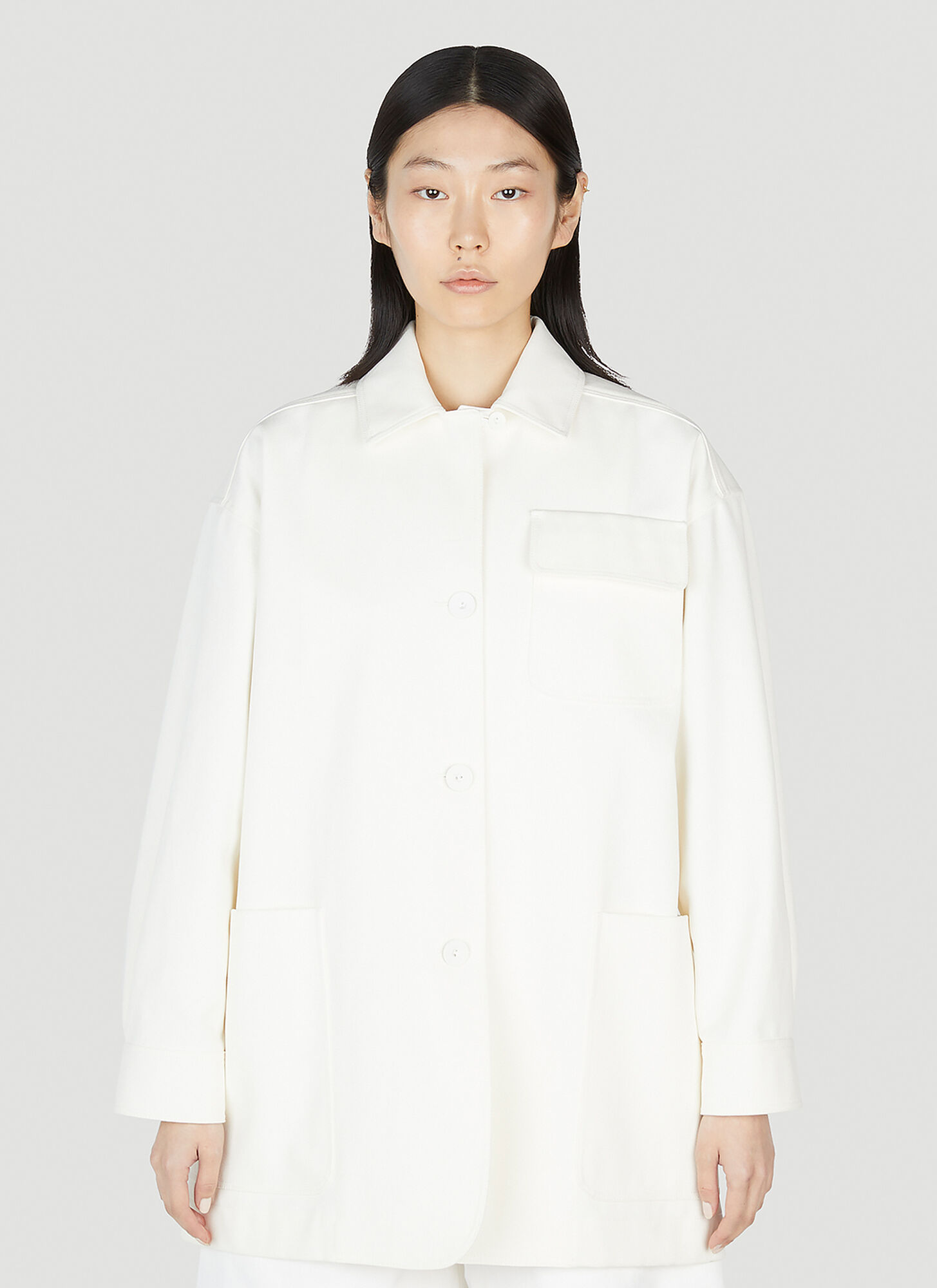 Max Mara Ragtime Drill Workwear Shirt Jacket In White