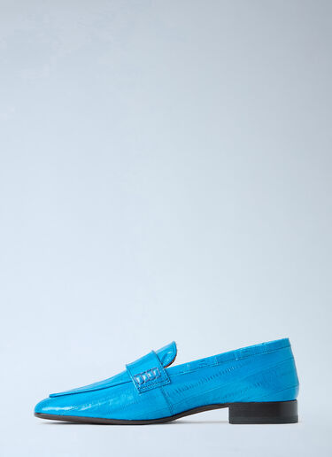 LN-CC® - Dries Van Noten: Croc-Embossed Leather Loafers - Blue Dries Van Noten Croc-Embossed Leather Loafers Blue dvn0264048
