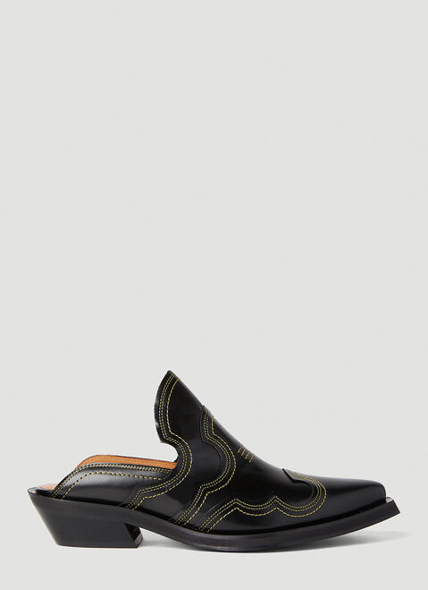 Versace Embroidered Western Mules Black vrs0253025