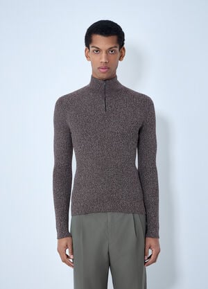Prada High Neck Zip Sweater Brown pra0163055