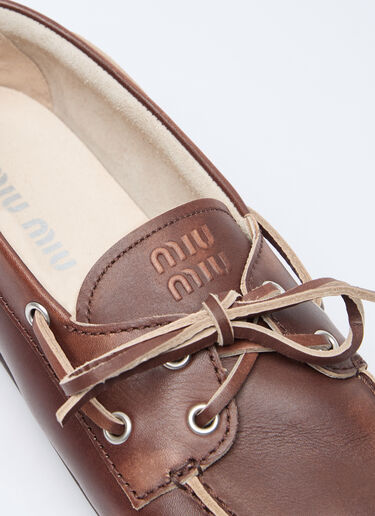 Miu Miu Lace-Up Loafers Brown miu0256013