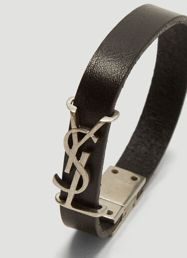 Saint Laurent Leather Bracelet Black sla0138037