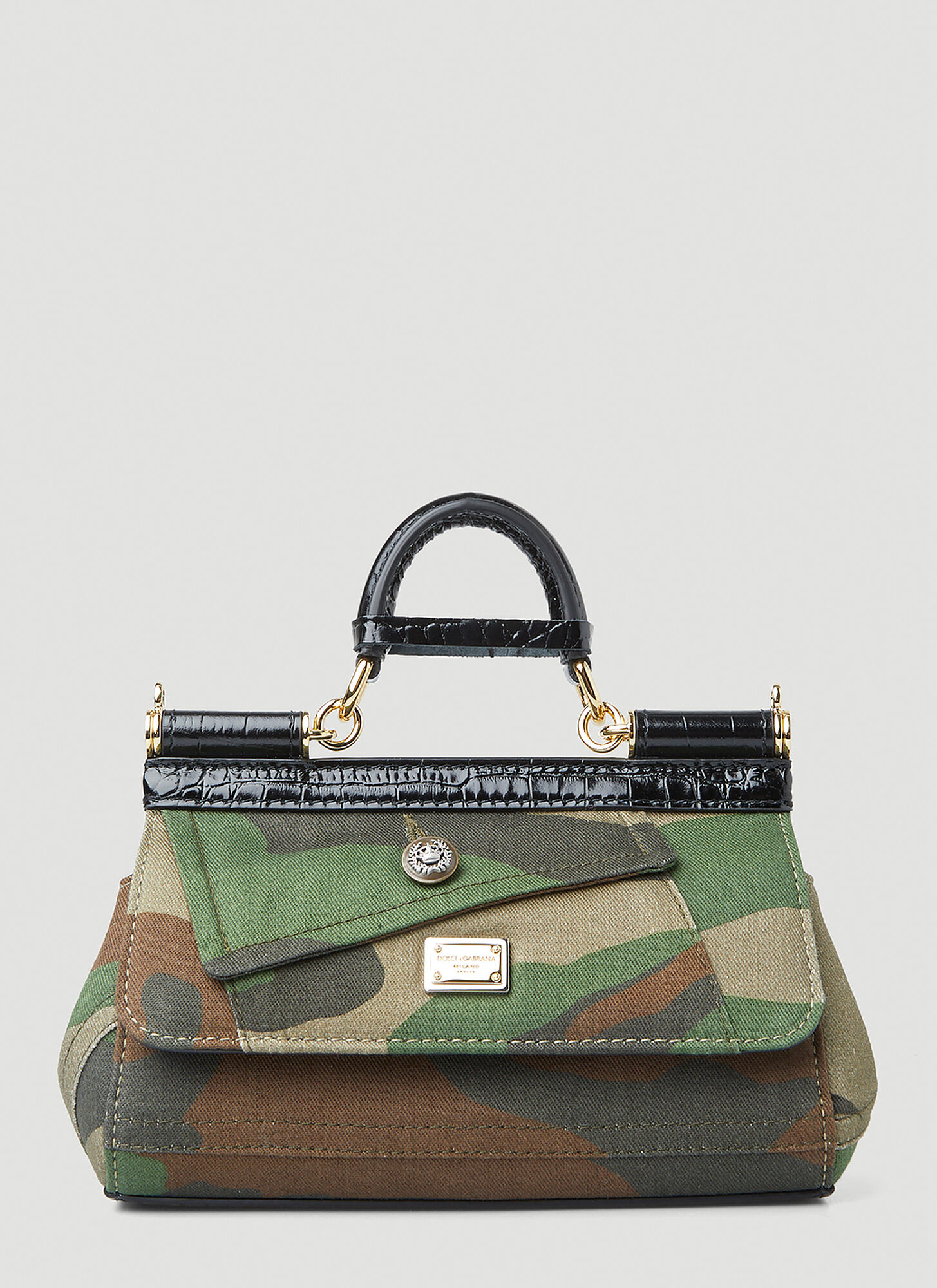 Shop Dolce & Gabbana Camouflage Sicily Small Handbag In Green