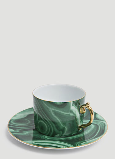 L'Objet Malachite Teacup and Saucer Set Green wps0642299