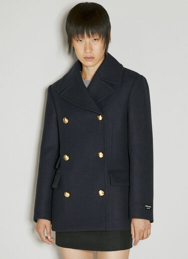 Prada Double-Breasted Wool Jacket Navy pra0254002