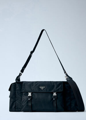 Prada Explore Re-Nylon and Leather Duffel Bag Black pra0166019