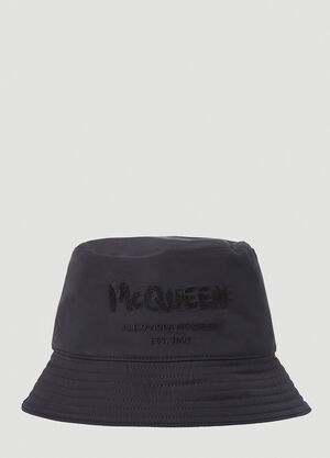 Alexander McQueen 徽标刺绣渔夫帽 黑色 amq0152002