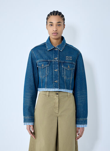 Miu Miu Contrast Hem Denim Jacket Blue miu0260013