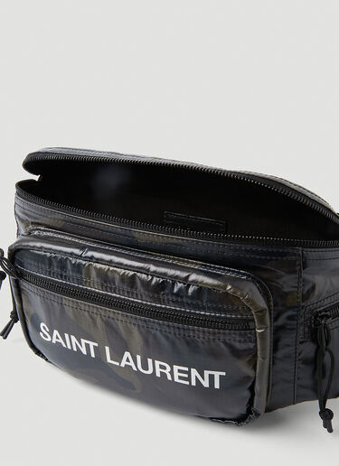 Saint Laurent Logo Print Camouflage Belt Bag Black sla0147059