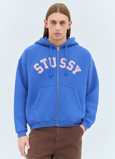 Stüssy Distressed Graphic Zip-Up Hooded Sweatshirt Purple sts0159007