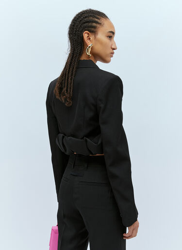 Jacquemus La Veste Croissant Crop Blazer Black jac0254010