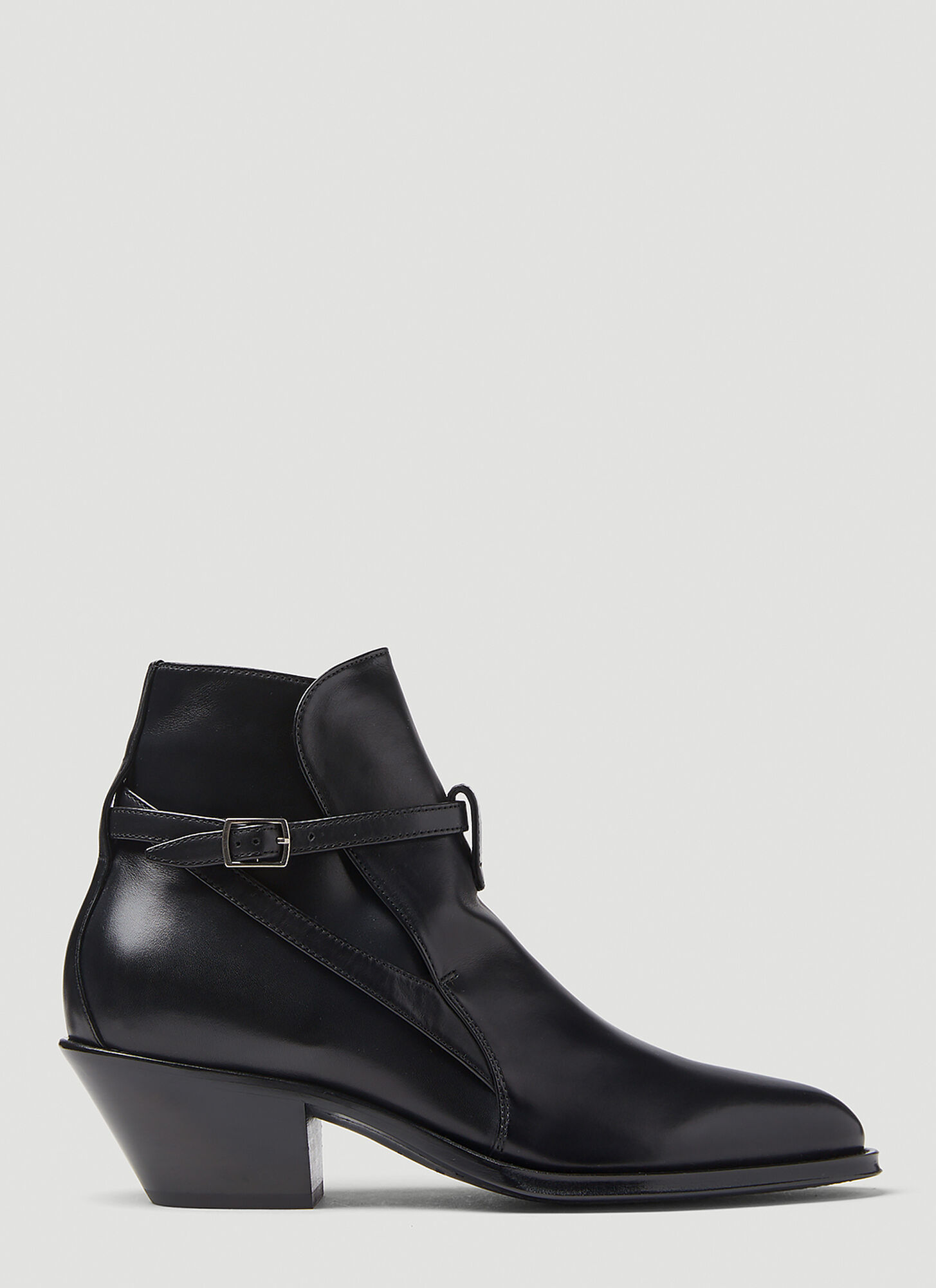 Shop Saint Laurent Ratched 45 Leather Ankle Boots