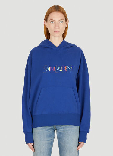 Saint Laurent Vintage Logo Hooded Sweatshirt Blue sla0250026