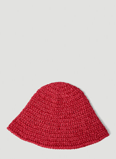 Dolce & Gabbana Logo Plaque Woven Bucket Hat Red dol0249102
