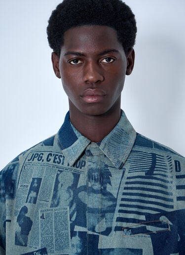 Jean Paul Gaultier Printed Cotton Poplin Shirt Blue jpg0164002