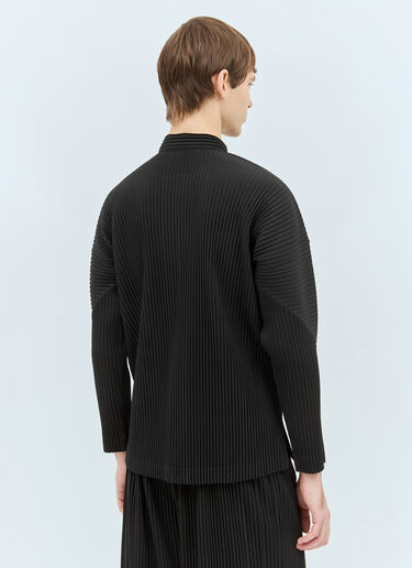 Homme Plissé Issey Miyake Pleated Band Collar Shirt Black hmp0158017