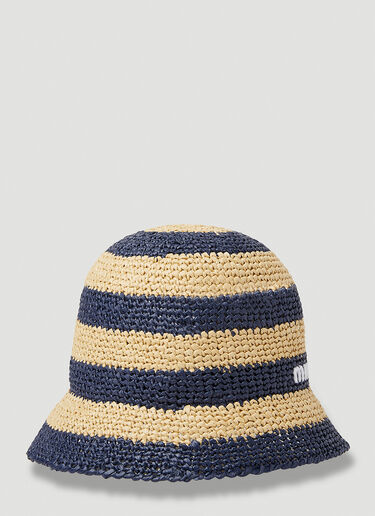 Miu Miu Logo Embroidered Crochet Bucket Hat Blue miu0252052