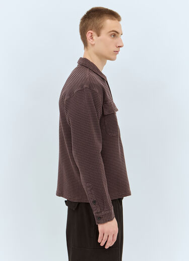 Brain Dead Waffle Button-Down Shirt Brown bra0158001