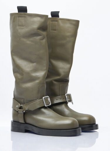 Burberry Leather Saddle High Boots Green bur0258006