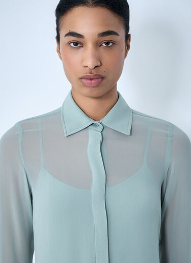 Max Mara Sheer Button-Down Blouse Green max0264004