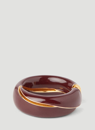 Bottega Veneta Gold-Plated Enamel Ring Brown bov0245086