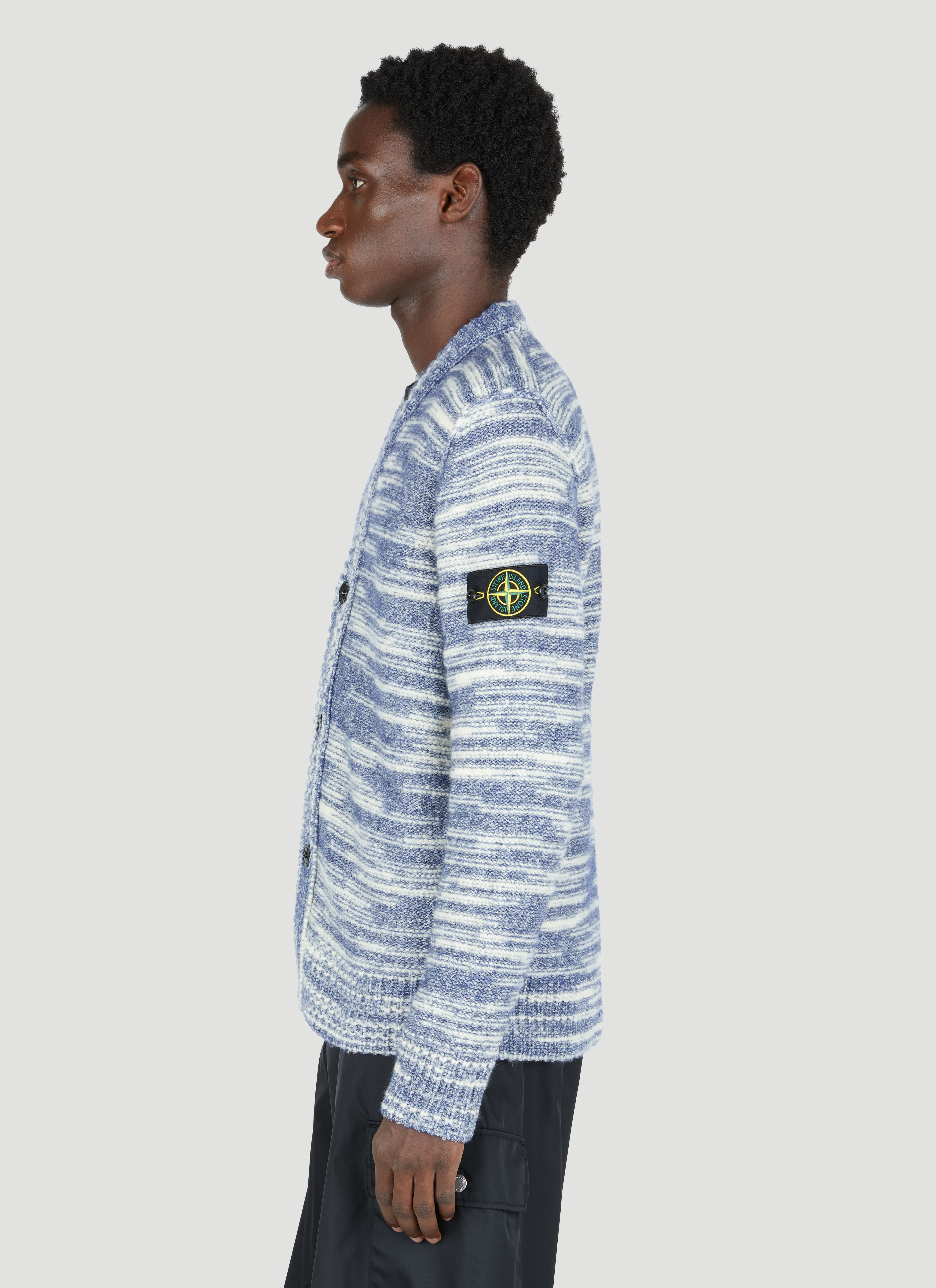Stone Island Men s Marled Knit Cardigan in Blue LN CC