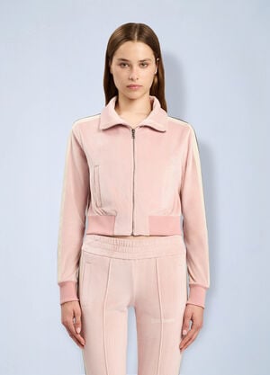 Palm Angels Logo Chenille Crop Track Jacket Pink pma0264234