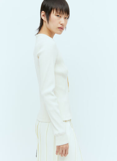 Raised Placket Ribbed Top Bottega Veneta Raised Placket Ribbed Top Beige bov0256027
