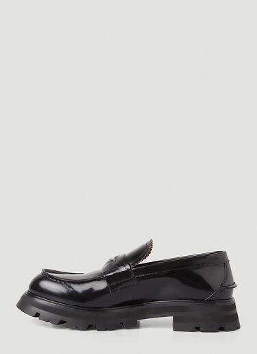 Alexander McQueen Scalloped Tongue Penny Loafers Black amq0147044