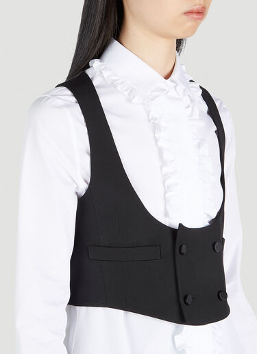 Saint Laurent 더블 브레스티드 크롭 웨이스트코트 블랙 sla0251034
