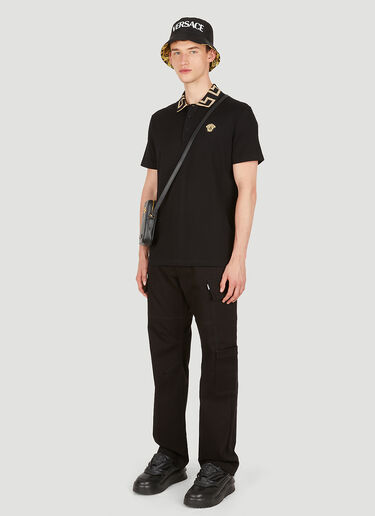 Versace Greca Collar Polo Shirt Black ver0149012