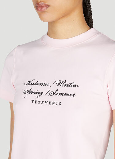 VETEMENTS Four Seasons T 恤 粉色 vet0254012