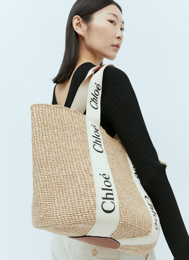 Chloé Large Woody Basket Tote Beige chl0255058