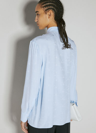 Logo Jacquard Silk Shirt Prada Logo Jacquard Silk Shirt Blue pra0254003