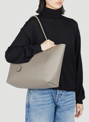 Saint Laurent Leather Shopping Tote Bag Grey sla0253086
