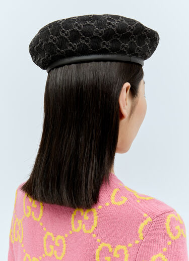 Gucci GG Denim Beret Hat Black guc0255173