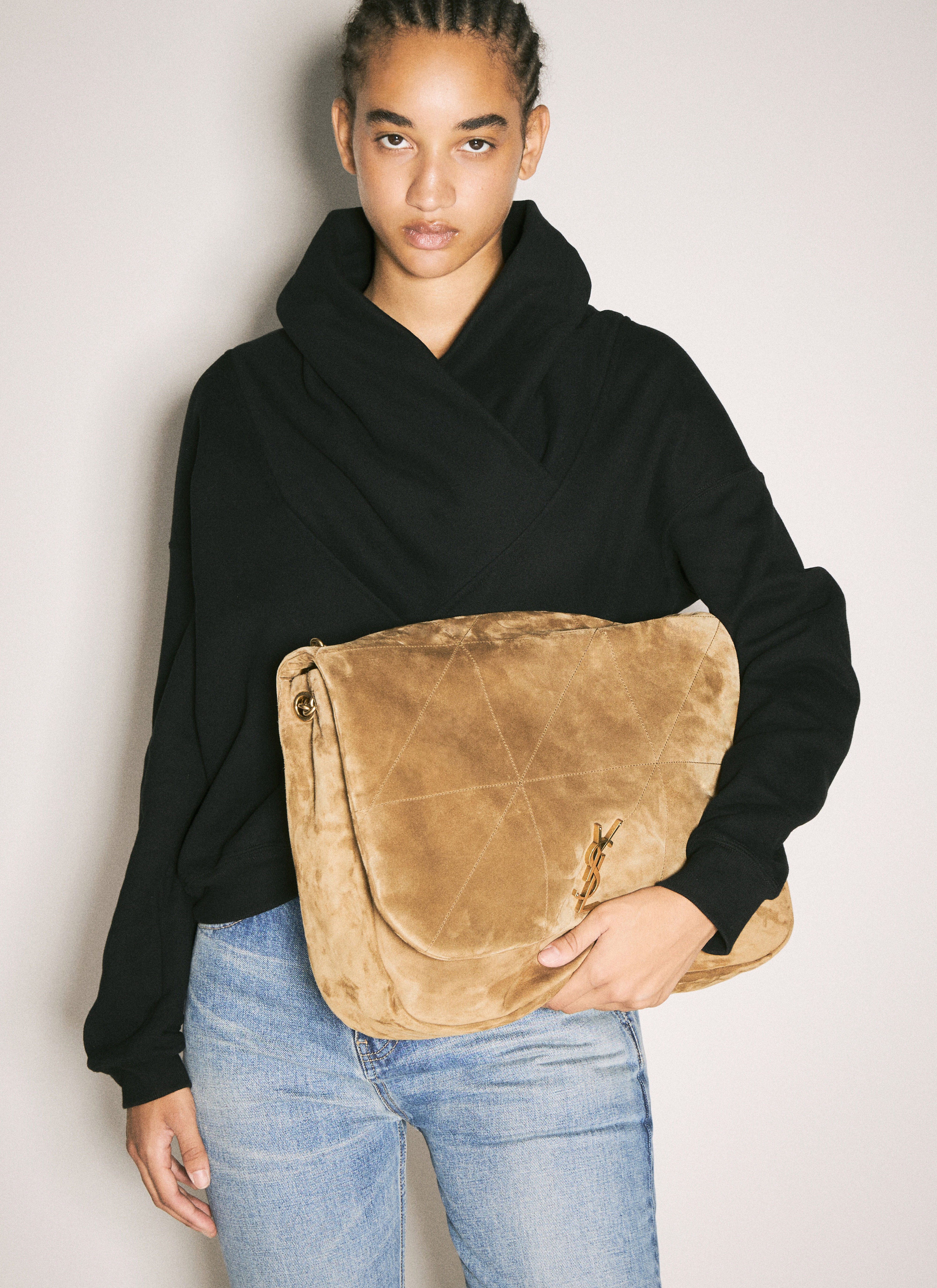 Saint Laurent Women s Jamie 4.3 Suede Shoulder Bag in Camel LN CC