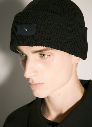 Y-3 Logo Patch Beanie Hat Black yyy0158028
