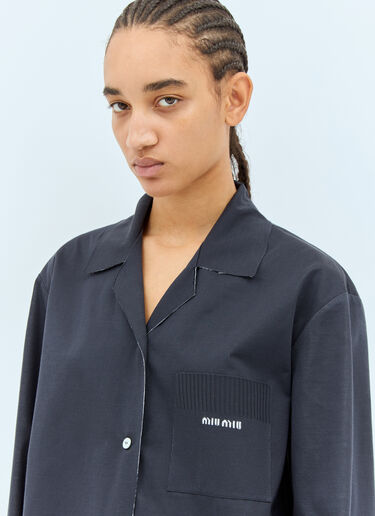 Miu Miu 로고 모티프 셔츠  네이비 miu0258039