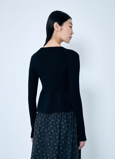 GANNI Rib Knit Tie-String Cardigan Black gan0259070