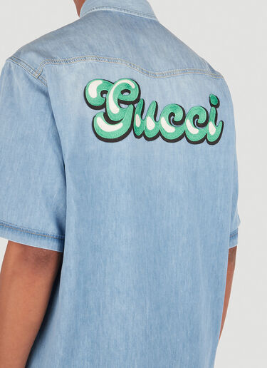 Gucci 徽标贴饰牛仔衬衫 蓝色 guc0152020