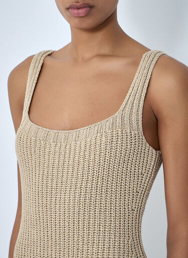 Khaite Lex Ribbed-Knit Maxi Dress Beige kha0264006