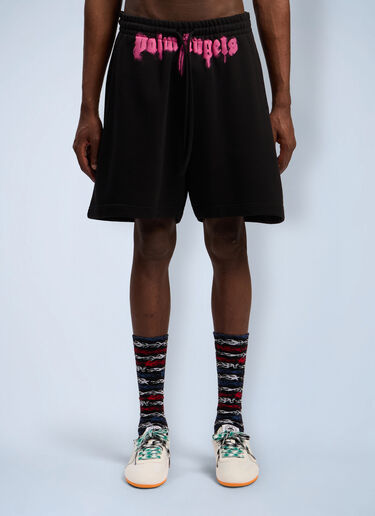 Sprayed Logo Track Shorts Palm Angels Sprayed Logo Track Shorts Black pma0162022